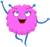 illustrated pink fluffy creature dancing